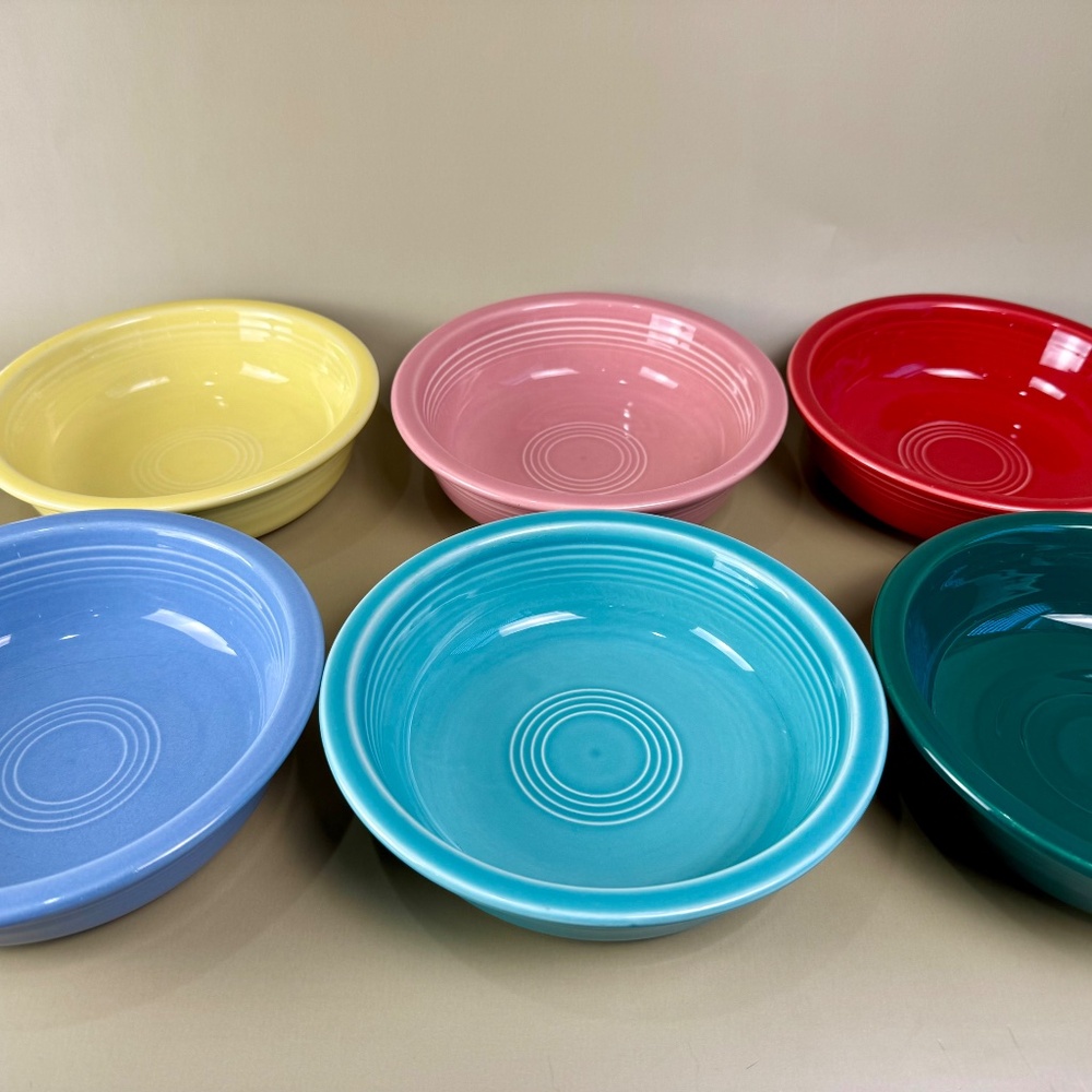 Vintage Fiestaware Rim Cereal Bowls – Set of 6 Multicolor | HLC USA Pottery - Picture 5 of 10